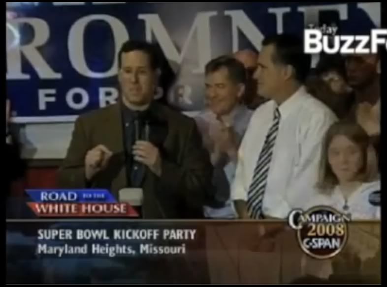 Santorum - Mitts hitting his tried 2004