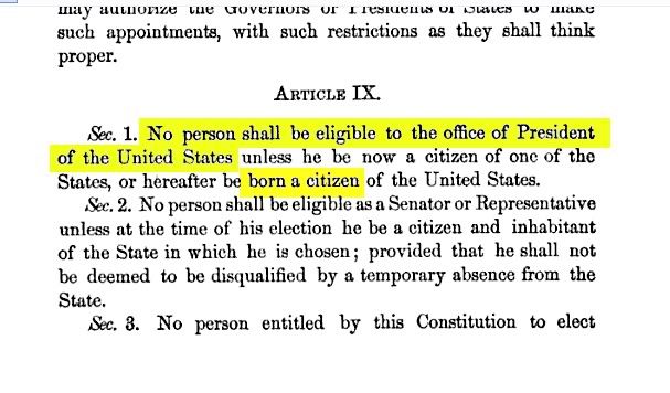 Born a Citizen Constutional Draft, From Alexander Hamiliton's Book The Works of  and Correspondance
