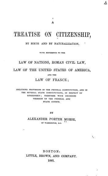 A Treatise On Citizenship Title Page