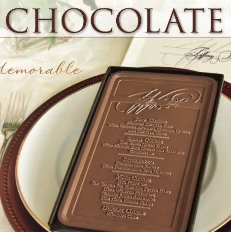 Edible chocolate wedding menus
