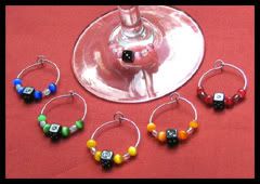Bunco Dice Wine Glass Charms: Cat's Eye Beads