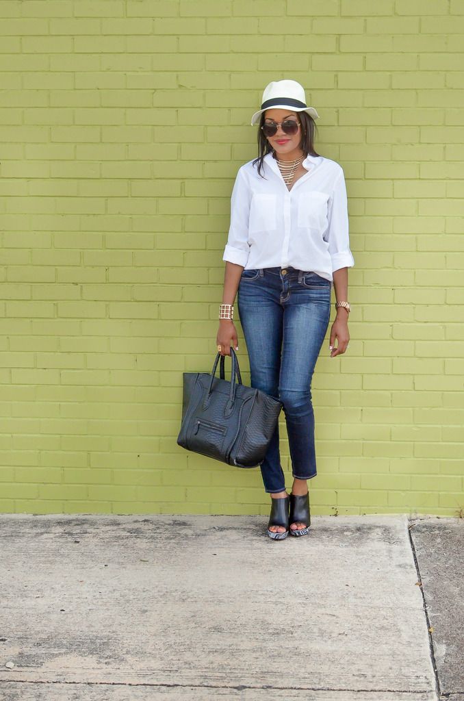 Blue Jeans, white shirt, nervous mommy panama hat, fedora, designer inspired celine handbag, sam edelman mules, wedge mules, shoe game, white shirt, blue jeans, dallas fashion blogger, fashion, fashion blogger, dallas blogger, black fashion blogger, lookbook, style diary, detroit blogger, black aviators, sam edelman shoes, just fab handbag, mossimo shirt