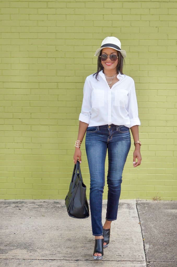 Blue Jeans, white shirt, nervous mommy panama hat, fedora, designer inspired celine handbag, sam edelman mules, wedge mules, shoe game, white shirt, blue jeans, dallas fashion blogger, fashion, fashion blogger, dallas blogger, black fashion blogger, lookbook, style diary, detroit blogger, black aviators, sam edelman shoes, just fab handbag, mossimo shirt