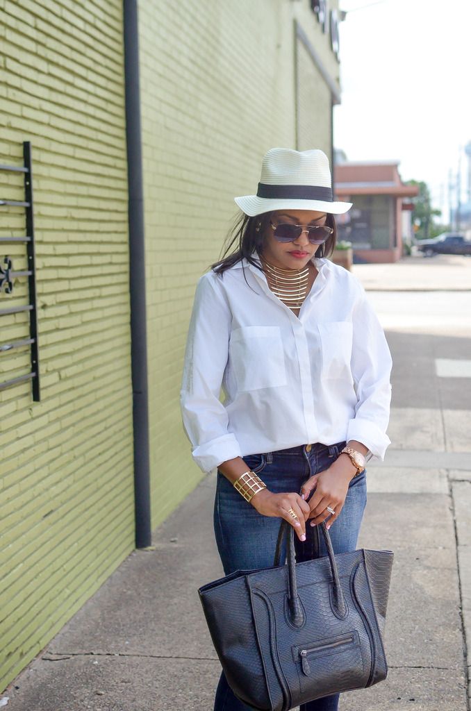 Blue Jeans, white shirt, nervous mommy panama hat, fedora, designer inspired celine handbag, sam edelman mules, wedge mules, shoe game, white shirt, blue jeans, dallas fashion blogger, fashion, fashion blogger, dallas blogger, black fashion blogger, lookbook, style diary, detroit blogger, black aviators, sam edelman shoes, just fab handbag, mossimo shirt