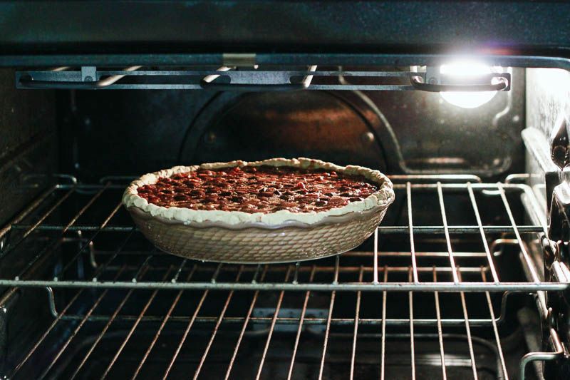 baking Chocolate Pecan Pie Recipe // Home is with You