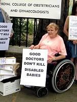 Alison Davis, head of No Less Human - click to read how the RCOG prevented her from presenting a petition opposing infanticide