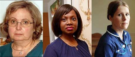 victims of state prejudice: Nadia Aweida, Lillian Ladele, Caroline Petrie.  Thanks to the Telegraph for the pics