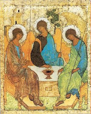 click to go to a site explaining Rublev's icon of the Trinity
