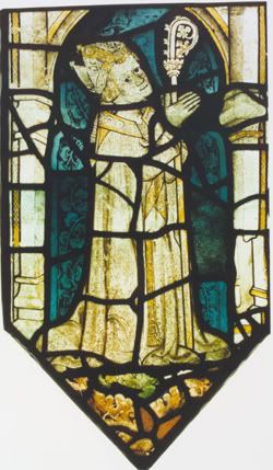 stained-glass image of William of Wykeham, Bishop of Winchester, at New Hall, Oxford