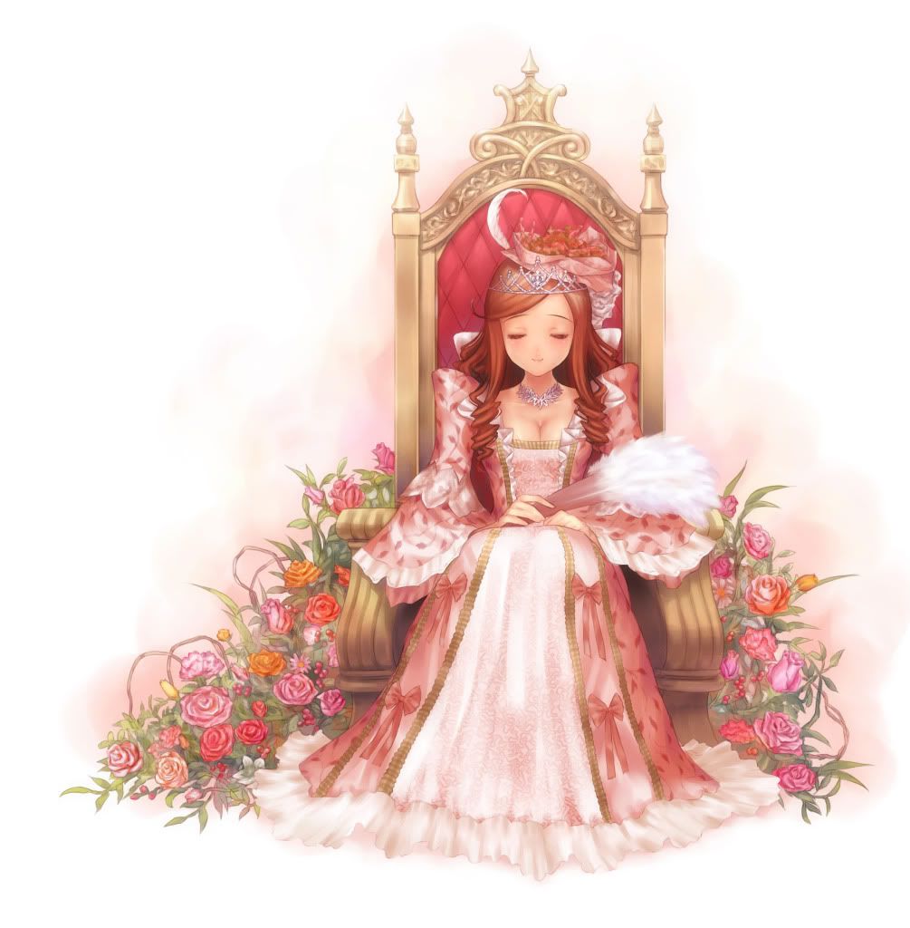 Anime girl princess throne dress pink flowers Pictures, Images and Photos