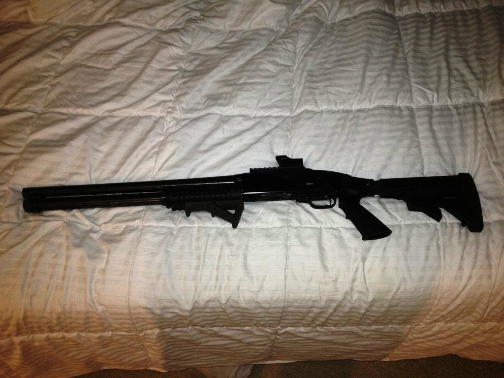 WTS Winchester 1200/1300 saddle scope mount and tri rail forend