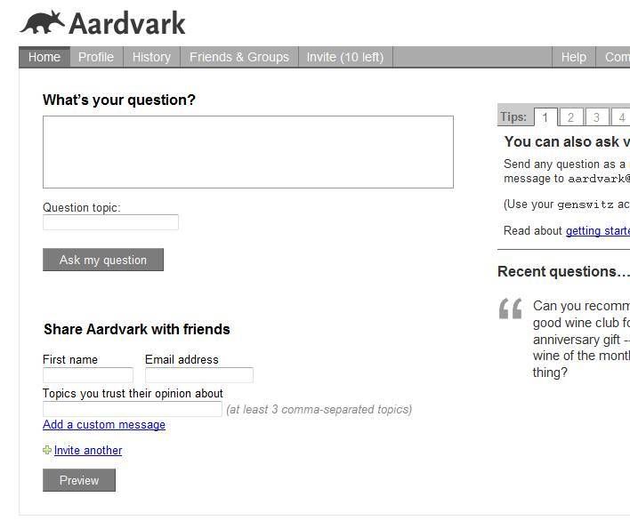 AaRdvark website