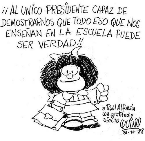 Homenaje de Quino a Raúl Alfonsin, Mafalda mediante