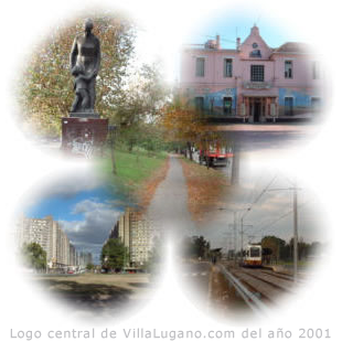 Logo en forma de flor del sitio villalugano.com diseñado en el año 2001 con fotos del barrio