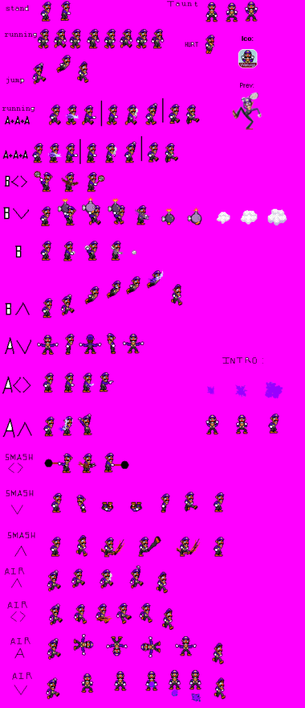 Waluigi Sprite Sheet New Photo by Hiei03 | Photobucket