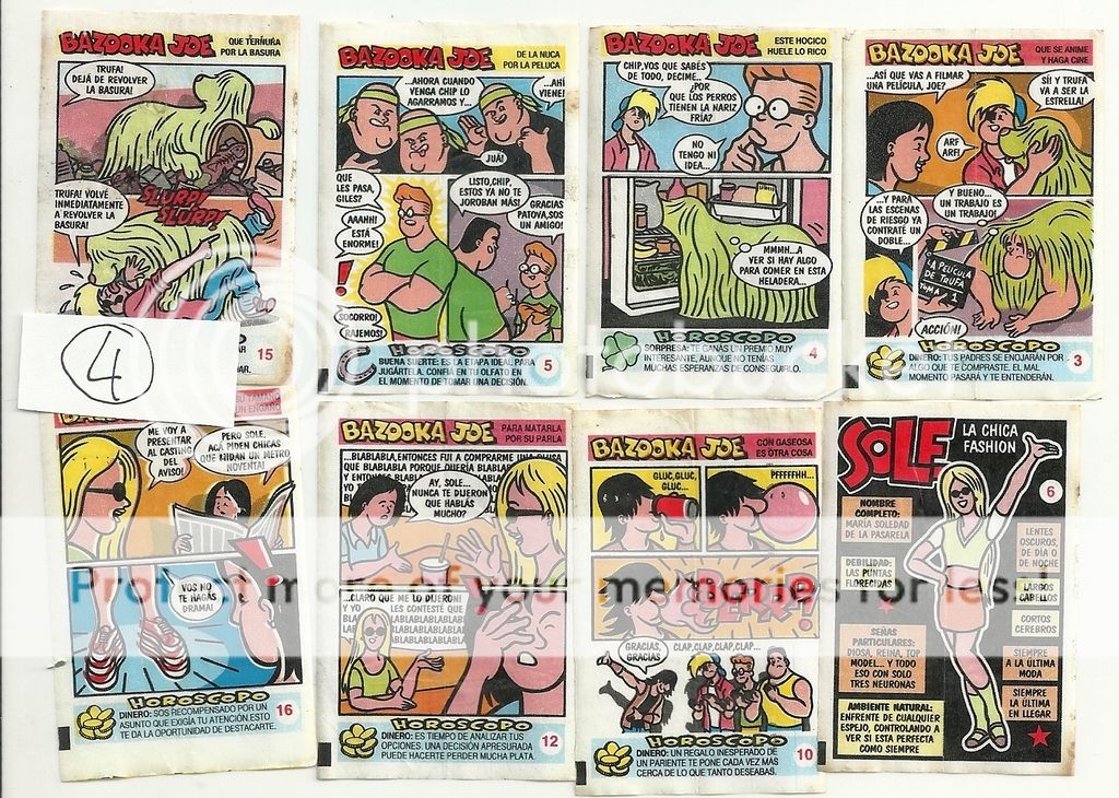 vintage BAZOOKA JOE COMICS ARGENTINA 1980 rare CHEWING GUM WRAPPERS lot ...