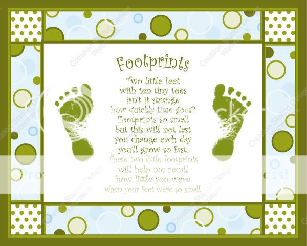 Baby Splash Babys Footprints with Poem   