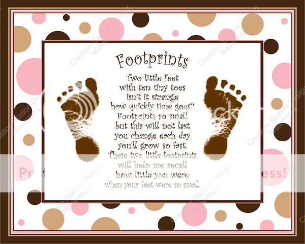 Create a cherished keepsake of your babys footprints. This print can 