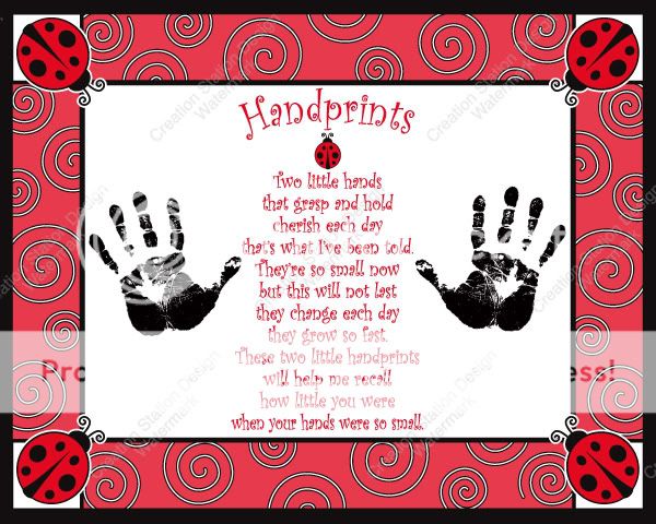 Ladybug Theme Babys First Handprints with Poem  