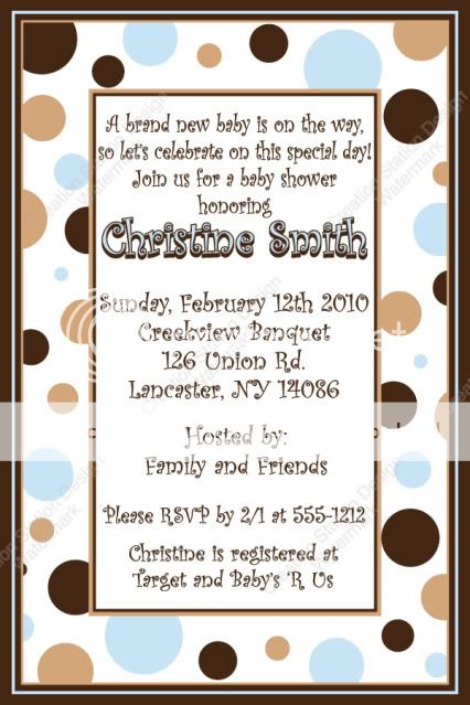 Blue & Brown Dots Digital Baby Shower Invitation  