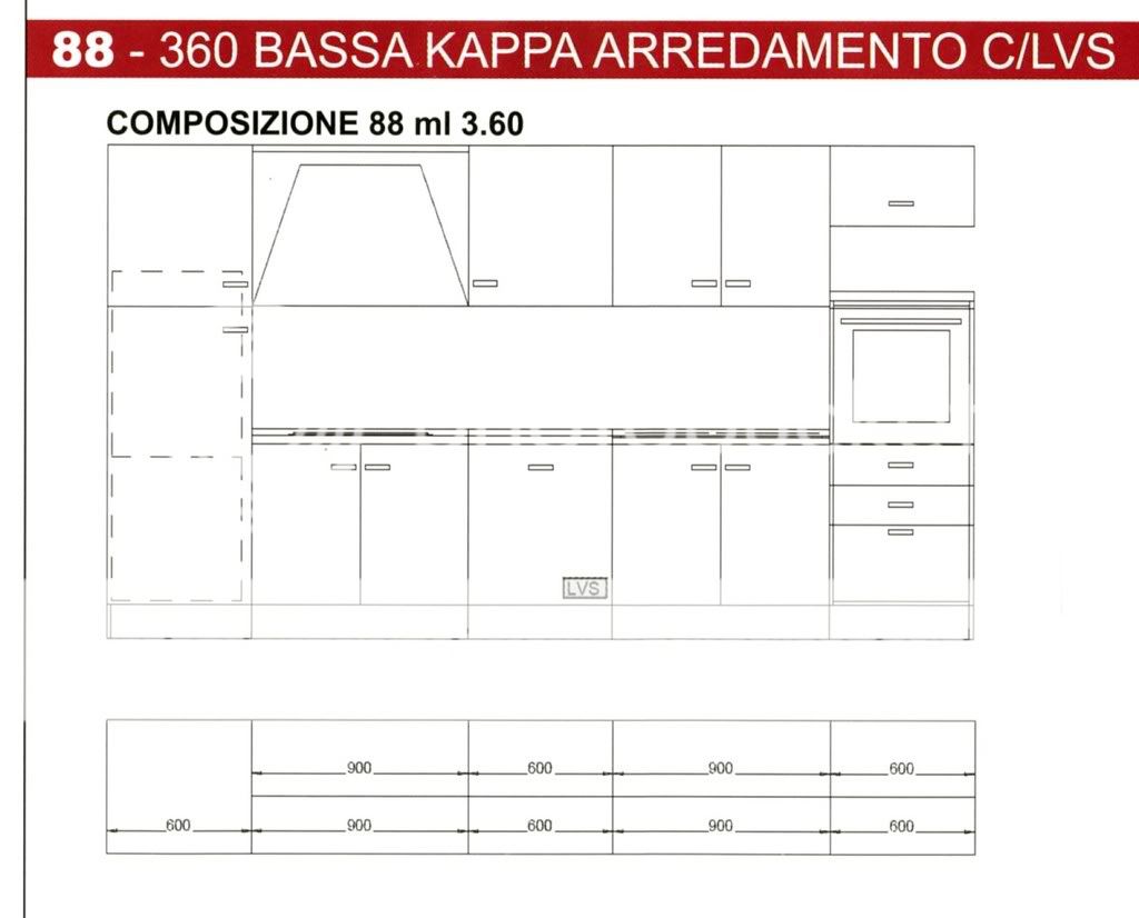 CUCINA MODERNA WENGHE IN 8 COLORI L.300 x h.215  