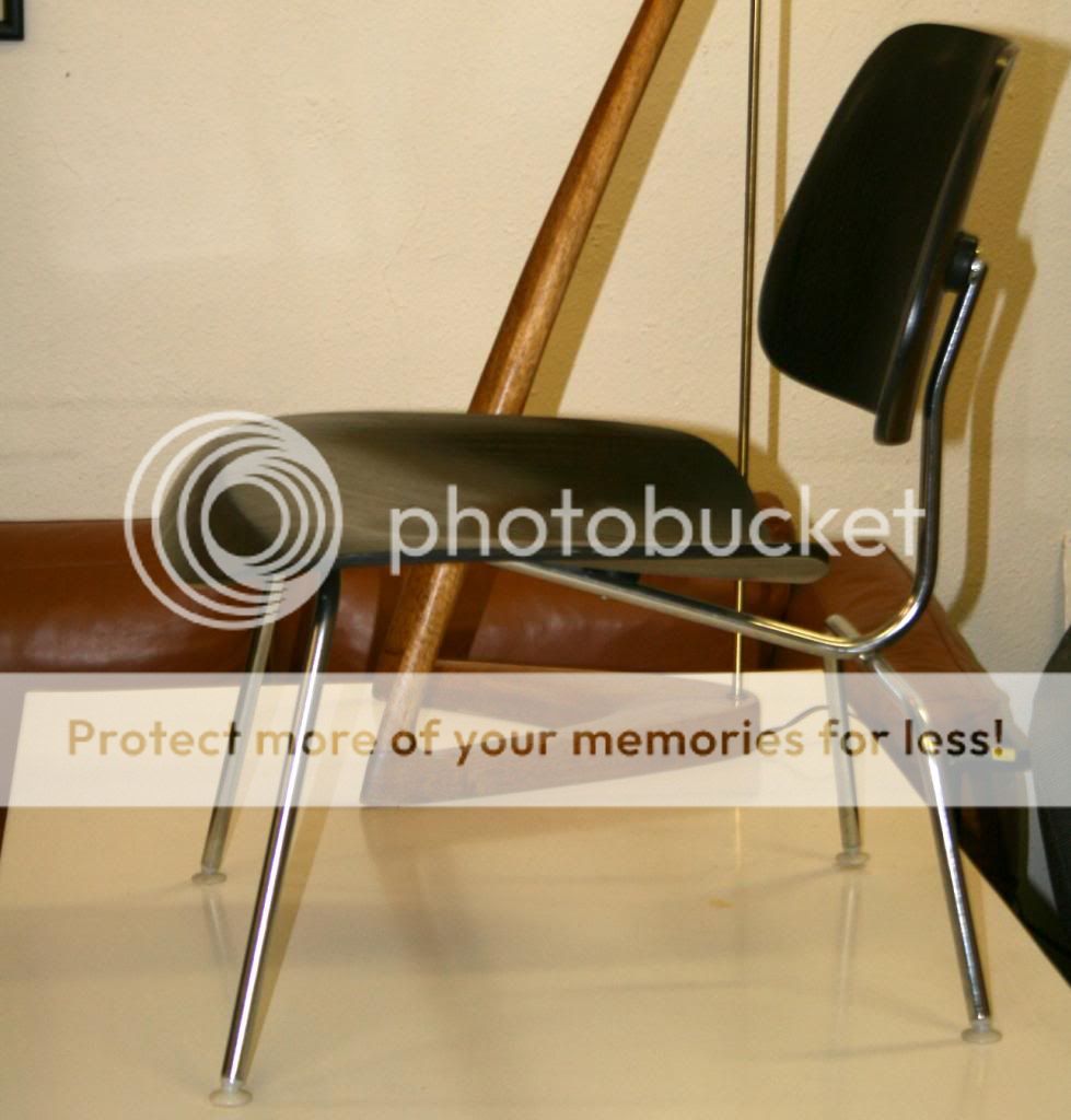 Vintage Signed Herman Miller Eames LCM Original Black Aniline Dye Lounge Chair