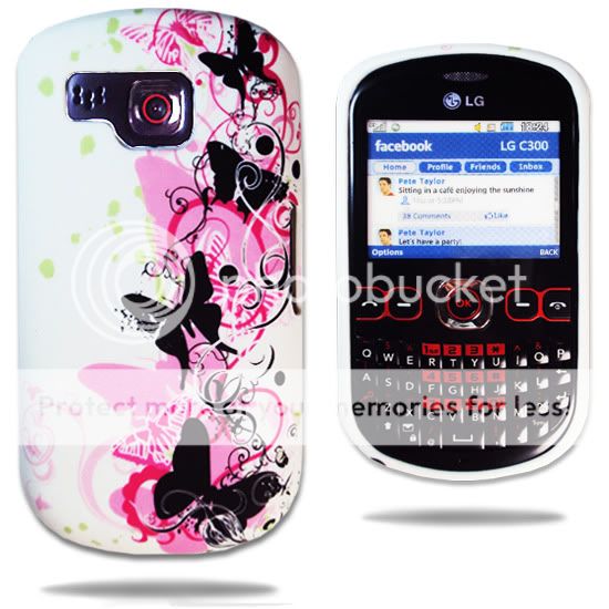 FOR LG C300 TOWN B PINK FLORA BUTTERFLY GEL CASE COVER  