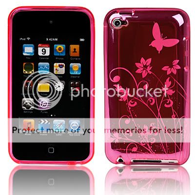 FOR APPLE IPOD TOUCH 4 4TH GEN HOT PINK FLOWER SILICONE GEL SKIN CASE