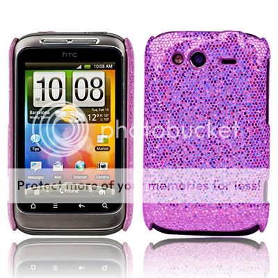 PURPLE BLING GLITTER HARD CASE COVER FOR HTC WILDFIRE S  
