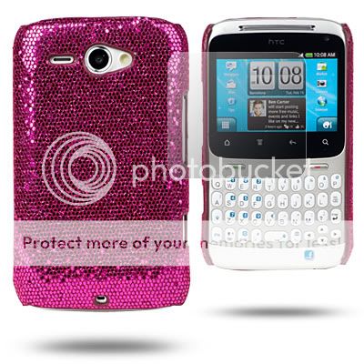 PINK GLITTER HARD CASE FOR HTC CHACHA+SCREEN PROTECTOR