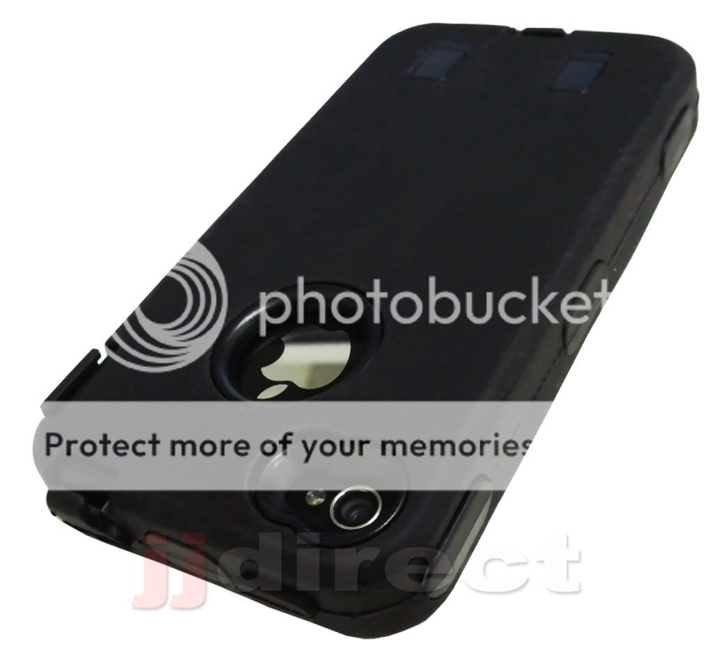   SHELL ARMOUR CASE RUBBER COVER FOR APPLE IPHONE 4 4S SIRI BLACK  