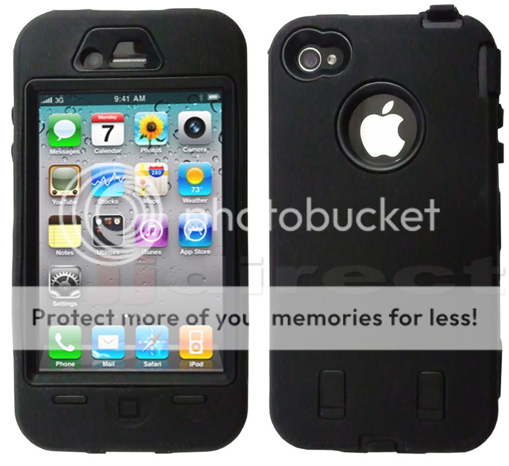   SHELL ARMOUR CASE RUBBER COVER FOR APPLE IPHONE 4 4S SIRI BLACK  