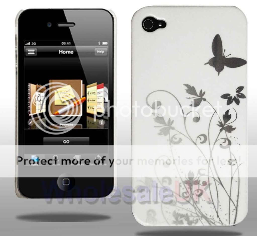 White Apple Iphone 4 4G Stylish Butterfly Case Cover UK  