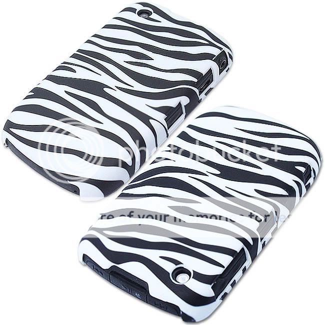   WHITE ZEBRA PRINT PLASTIC CASE COVER FOR BLACKBERRY CURVE 8520 3G 9300