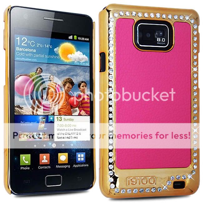   GALAXY S2 I9100 PINK LUXURY BLING CRYSTAL LEATHER BACK CASE COVER