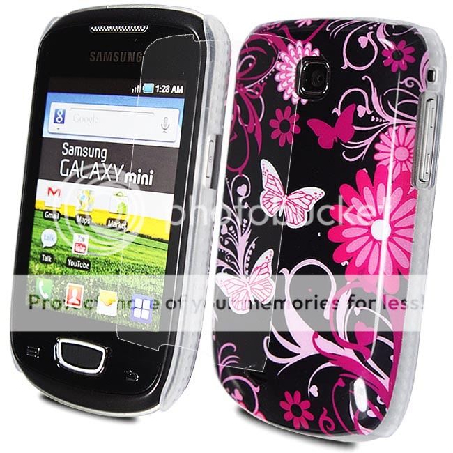 BLACK HOT PINK FLOWER IMD CASE COVER FOR SAMSUNG GALAXY MINI S5570 